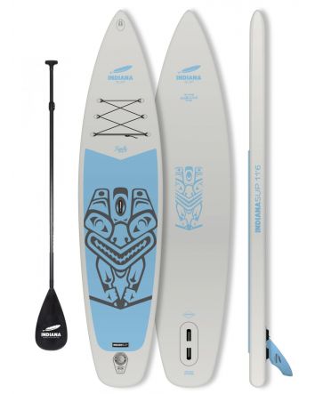 Indiana 11'6" Family Pack Grey iSUP + Carbon/Fiberglass Paddle 3pc 89