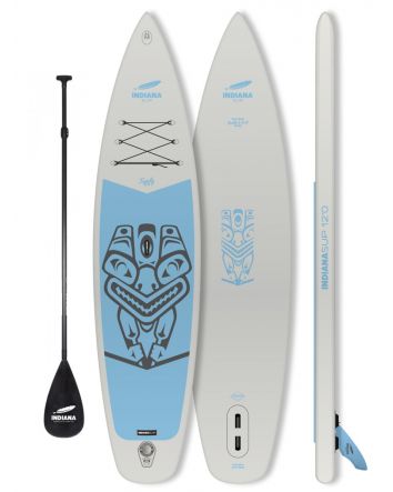 Indiana 12'0" Family Pack Grey iSUP + Carbon/Fiberglass Paddle 3pc 89 